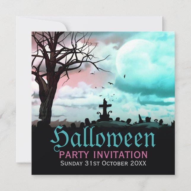 Halloween Graveyard Dusk Invitation (Front)