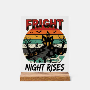 Halloween Graveyard Fright Night Acrylic Sign