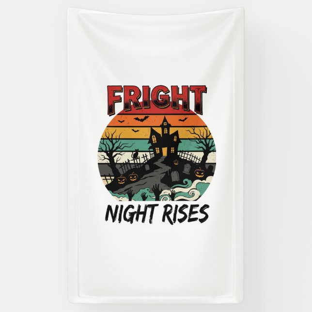 Halloween Graveyard Fright Night Banner (Vertical)