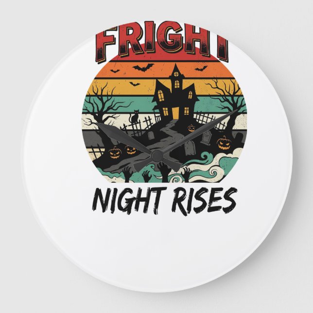 Halloween Graveyard Fright Night Large Clock (Front)
