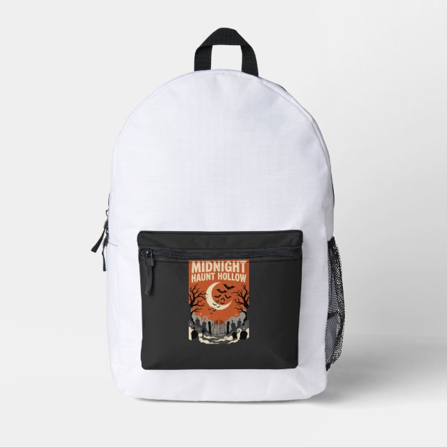 Halloween Graveyard Haunt Printed Backpack (Front)