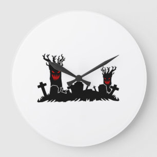 Halloween Graveyard Large Clock