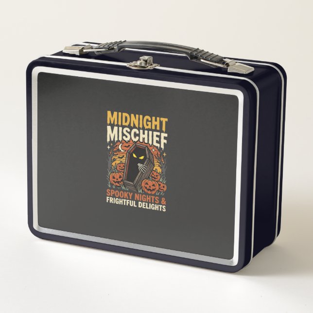 Halloween Graveyard Mischief Metal Lunch Box (Front)