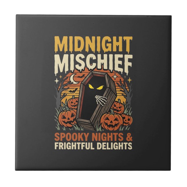 Halloween Graveyard Mischief Tile (Front)