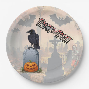 Halloween Graveyard Paper Plate