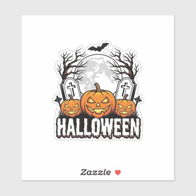 Halloween Graveyard Pumpkin Vintage Engraving Desi (Sheet)