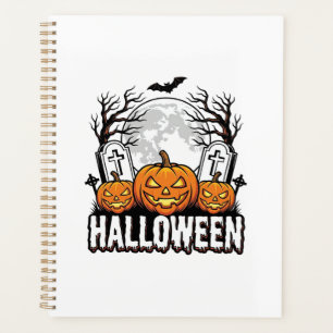 Halloween Graveyard Pumpkin Vintage Engraving Desi Planner