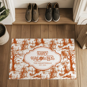 Halloween Graveyard Rust Toile Pattern Name Year Doormat