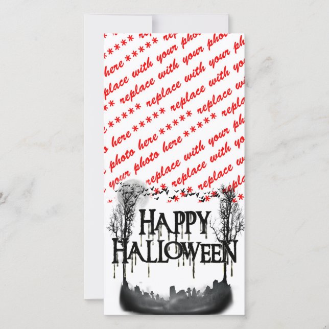 Halloween Graveyard Scene Silhouette Holiday Card (Front)