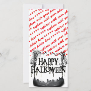 Halloween Graveyard Scene Silhouette Holiday Card