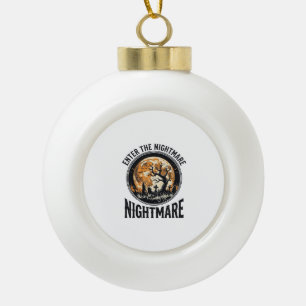 Halloween Graveyard Shirt Vintage Bat Moon Design_ Ceramic Ball Christmas Ornament