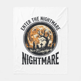 Halloween Graveyard Shirt Vintage Bat Moon Design_ Fleece Blanket