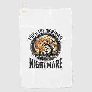 Halloween Graveyard Shirt Vintage Bat Moon Design_ Golf Towel