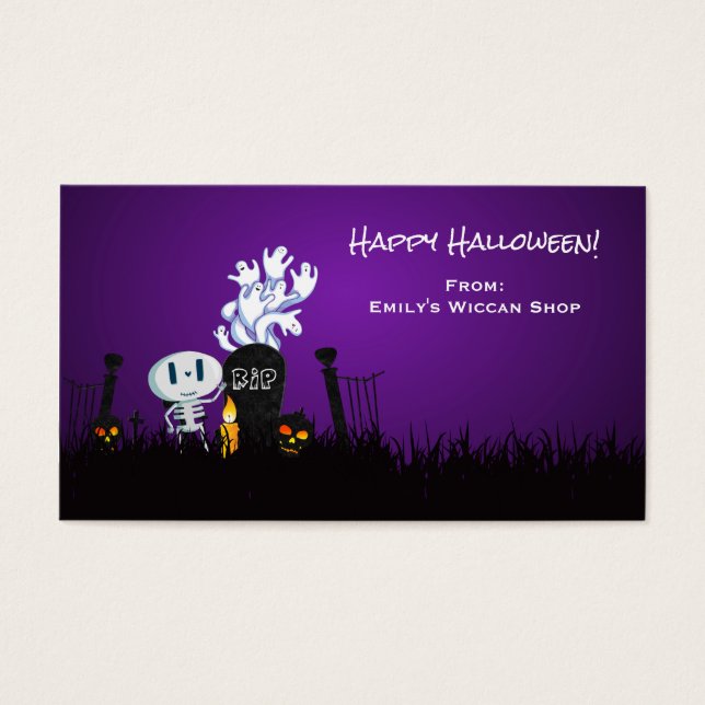 Halloween Graveyard Spooky Cute Skeleton & Ghosts (Front)