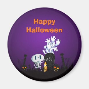 Halloween Graveyard Spooky Cute Skeleton & Ghosts Magnet