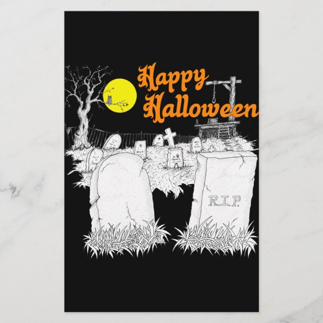 halloween graveyard stationery (Front)