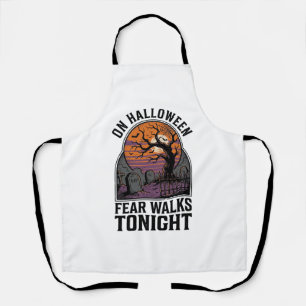 Halloween Graveyard Sunset Vintage Spooky Tree Art Apron