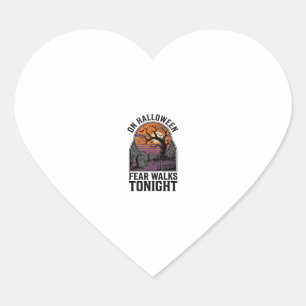 Halloween Graveyard Sunset Vintage Spooky Tree Art Heart Sticker