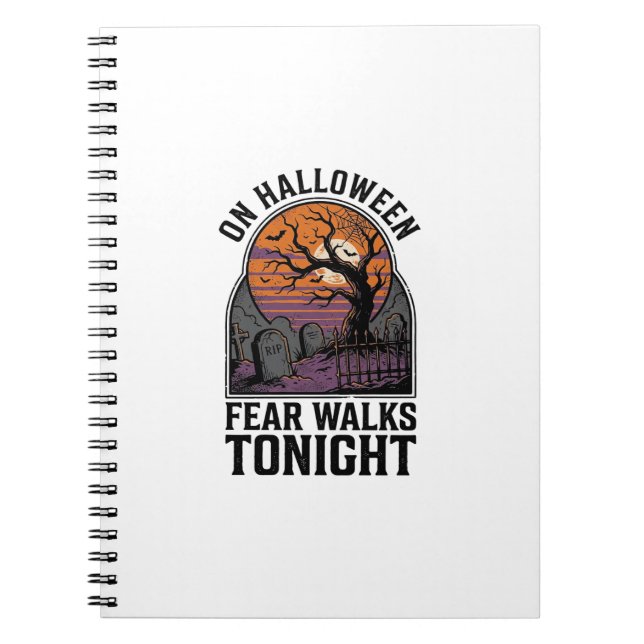 Halloween Graveyard Sunset Vintage Spooky Tree Art Notebook (Front)
