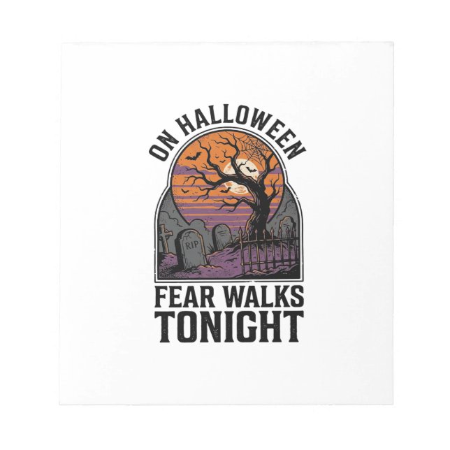 Halloween Graveyard Sunset Vintage Spooky Tree Art Notepad (Front)
