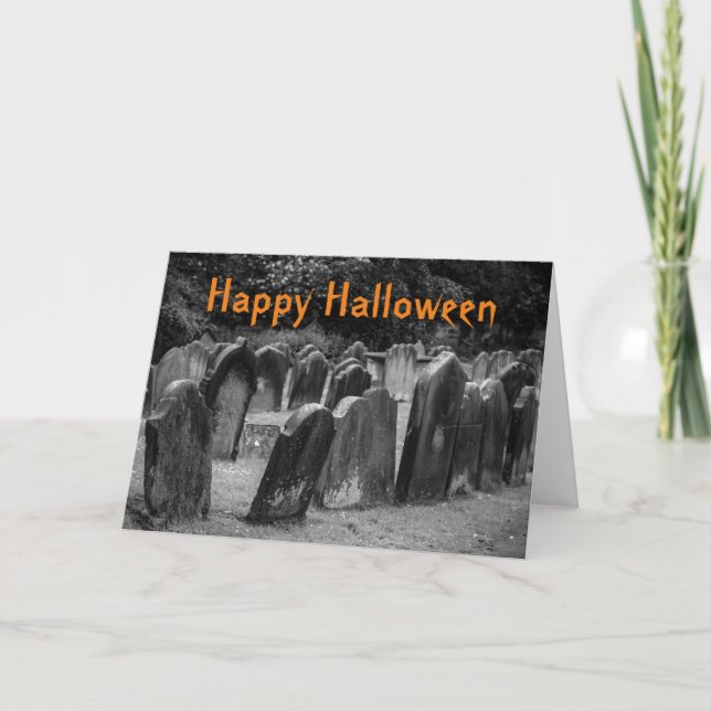 Halloween Graveyard Tombstones Customisable Card (Front)