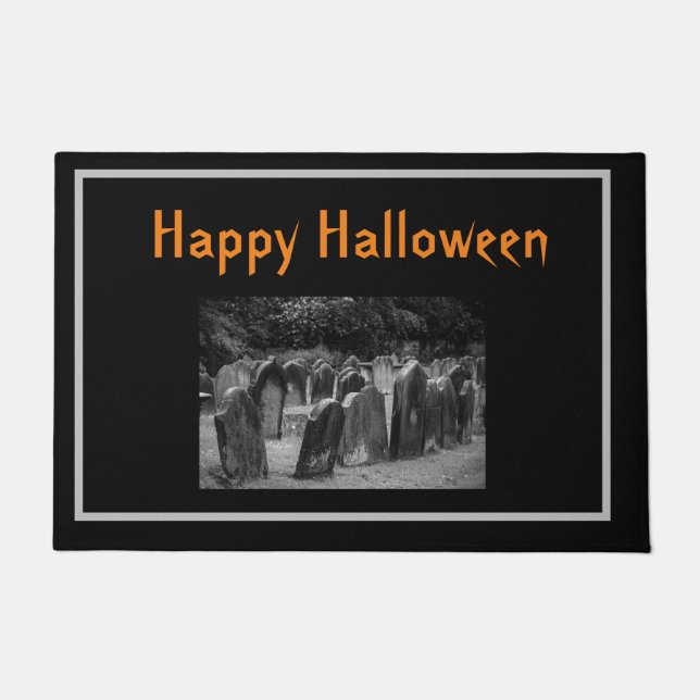 Halloween Graveyard Tombstones Customisable Doormat (Front)