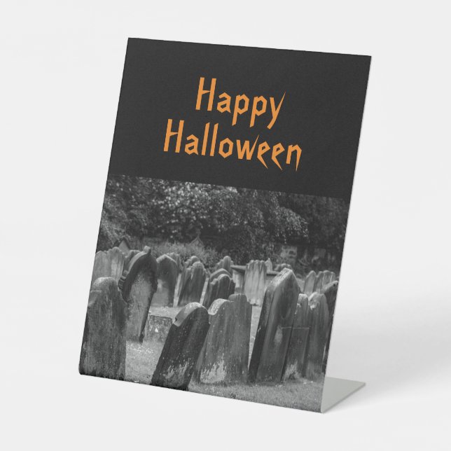 Halloween Graveyard Tombstones   Pedestal Sign (Front)