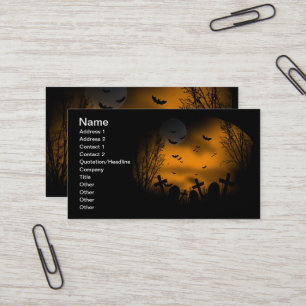 Halloween Graveyard with Bats and Tombstones Business Card