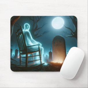 Halloween Graveyard With Man Ghost Mouse Mat