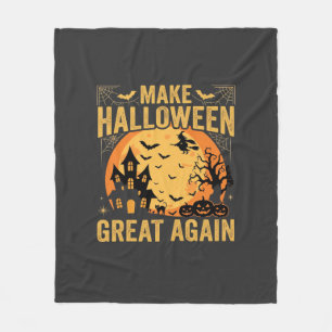 Halloween Great Again Haunted House Pumpkin Fleece Blanket