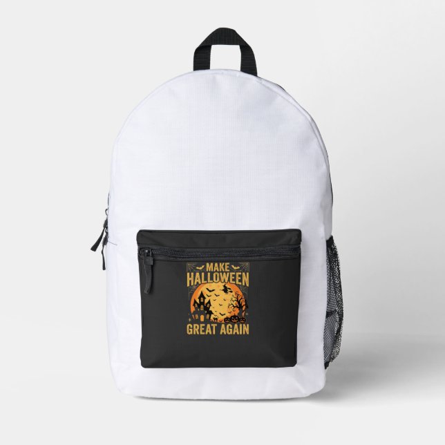 Halloween Great Again Haunted House Pumpkin Printed Backpack (Front)