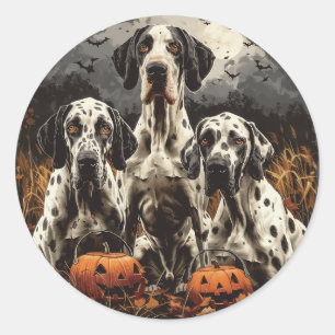 Halloween Great Dane Dogs Jack O Lantern Classic Round Sticker