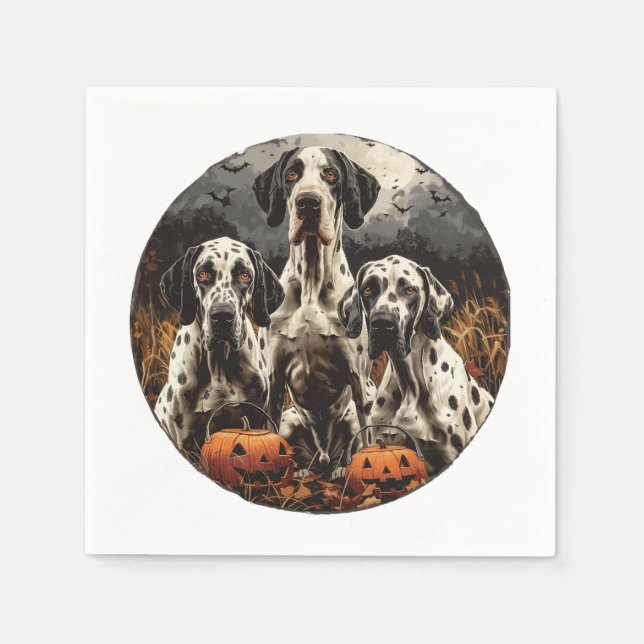 Halloween Great Dane Dogs Jack O Lantern Napkin (Front)