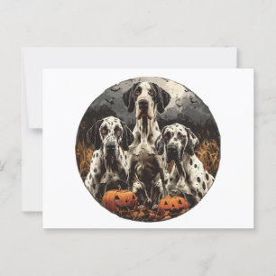 Halloween Great Dane Dogs Jack O Lantern Postcard