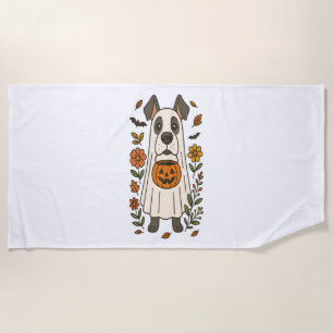 Halloween Great Dane Flowers Beach Towel