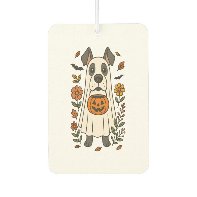 Halloween Great Dane Flowers Car Air Freshener (Front)