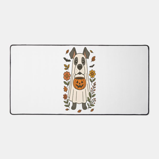 Halloween Great Dane Flowers Desk Mat (Front)