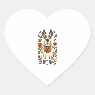 Halloween Great Dane Flowers Heart Sticker
