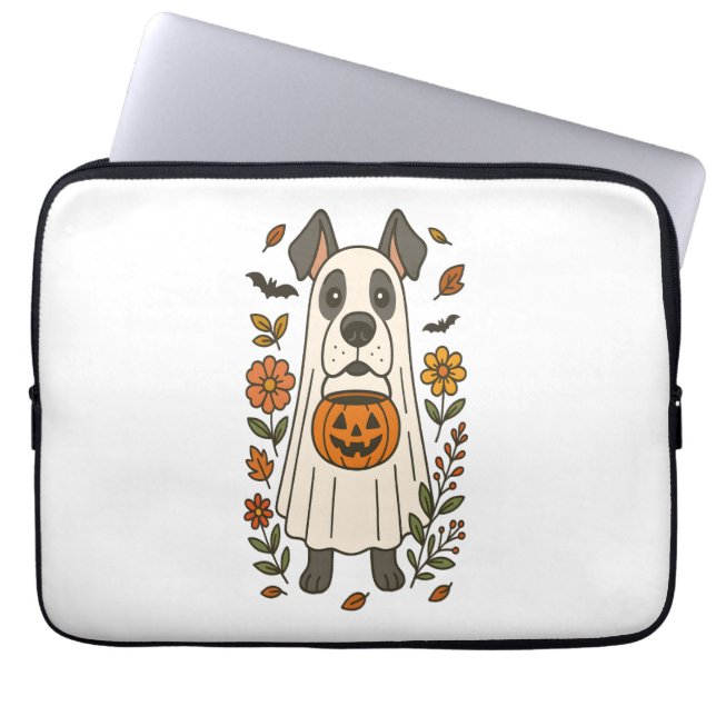 Halloween Great Dane Flowers Laptop Sleeve (Front)