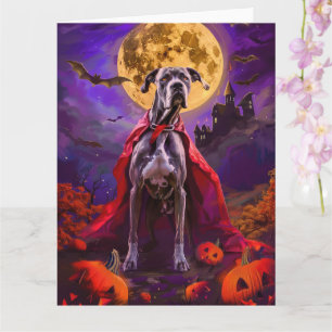  Halloween Great Dane Vampire Pumpkins Scary Card