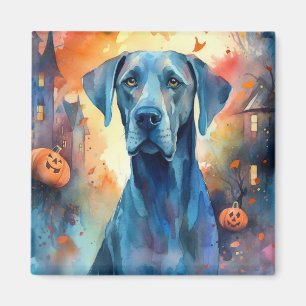 Halloween Great Dane With Pumpkins Scary Magnet
