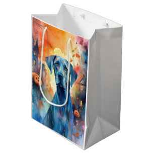 Halloween Great Dane With Pumpkins Scary Medium Gift Bag