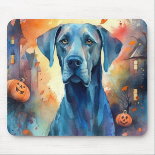 Halloween Great Dane With Pumpkins Scary Mouse Mat