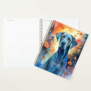 Halloween Great Dane With Pumpkins Scary Planner