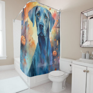 Halloween Great Dane With Pumpkins Scary Shower Curtain