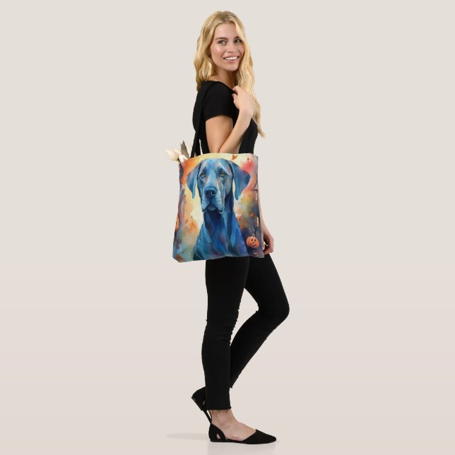 Halloween Great Dane With Pumpkins Scary Tote Bag (On Model)