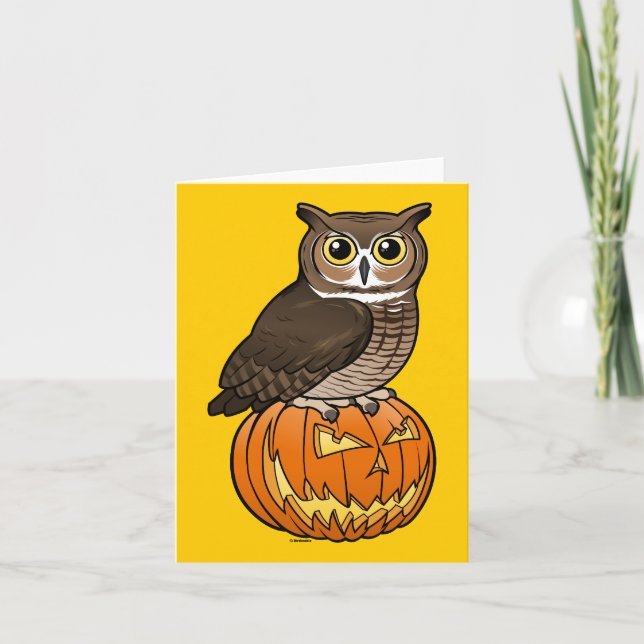 Halloween Great Horned Owl Card (Front)