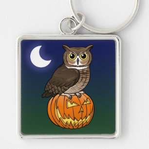 Halloween Great Horned Owl Key Ring