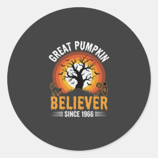 Halloween Great Pumpkin Believer Retro Skeleton Classic Round Sticker