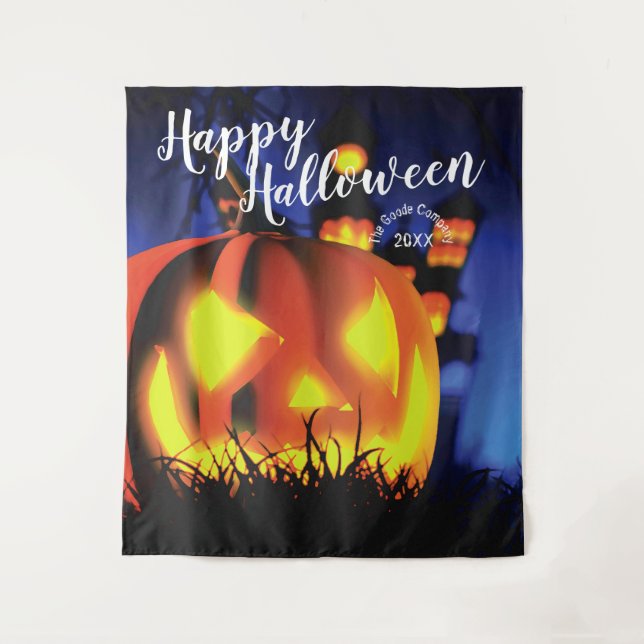 Halloween Great Pumpkin Lantern Party Background Tapestry (Front)